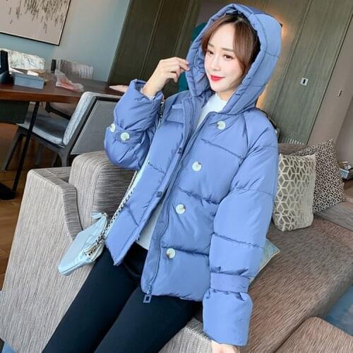 New Coat Women 2019 Harajuku Thick Short Button Korean Style cotton-padded Brief Bread Winter Clothes Women Vestidos YLB912
