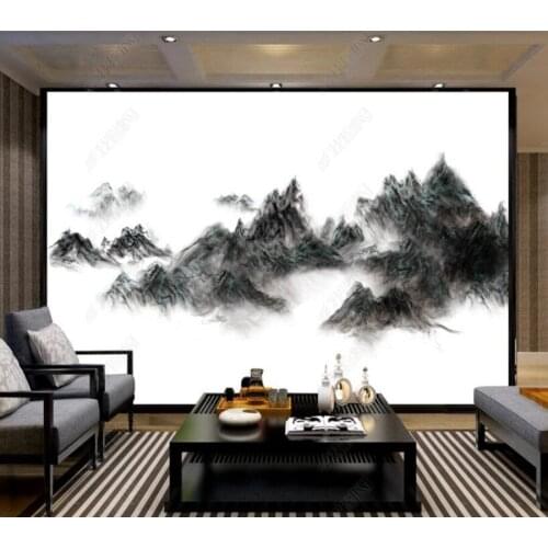 Papel de parede New Chinese style abstract ink landscape 3d wallpaper,bedroom KTV bar mural wall decor