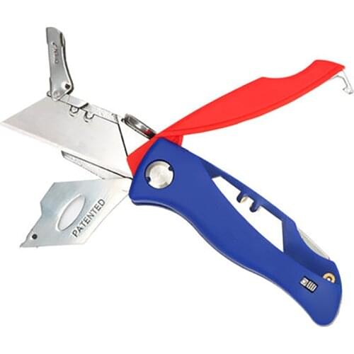 Portable Folding Utility Knife Heavy Duty Quick-Change Box Cutter, SK5 Blade Storage In Handle With 5 Extra Blade Included