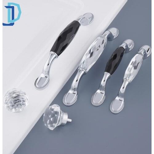 3.5''/5.00'' Silver Crystal Handles Zinc Alloy Handlesfor Furniture Kitchen Cupboard Pulls Drawer Knobs Furniture Cabinet