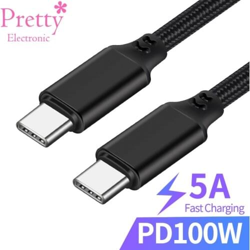 USB-C to USB-C Data Cable PD 100W 5A Fast Charger Double Type C USB Cables Male to Male For Mobile Hard Disk Type-C Laptop