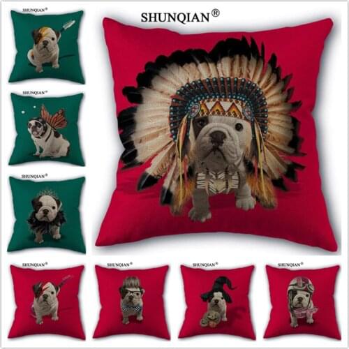 WJY425 Cool art dog pillowcase Custom Linen Cotton Pillowcase 45x45cm pillow Cover Pillow Cases Best Gift