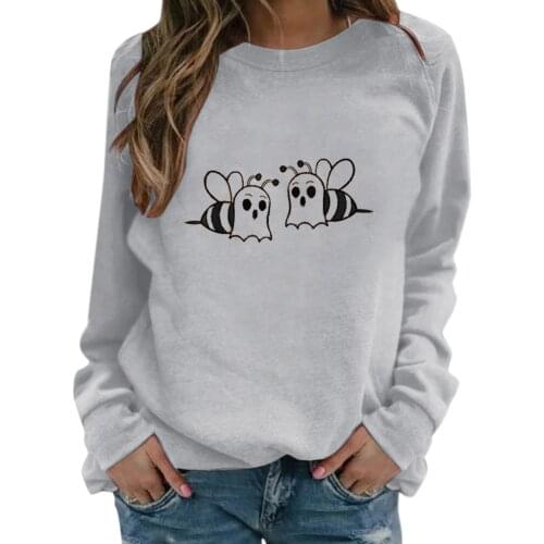 Womens Long-Sleeved T-Shirt O-Neck Animal Print Beautiful Autumn Casual Loose Fashionable Comfortable Streetwear Pullover Top