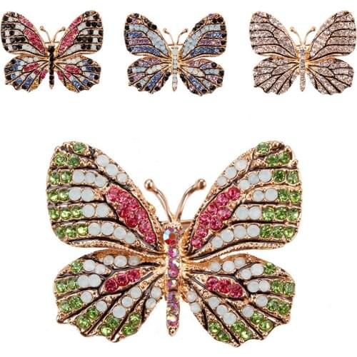 Womens Creative Alloy Butterfly Brooch Bridal Rhinestone Pin Brooch Wedding Clothes Accessories