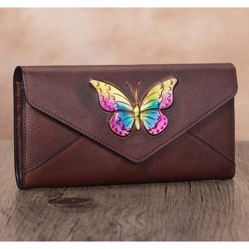 Vintage Leather Long Purse Womens Wallet Retro Female Card Holder Long Zippe Wallets Women Clutch Bags 2020 New Cow Leather