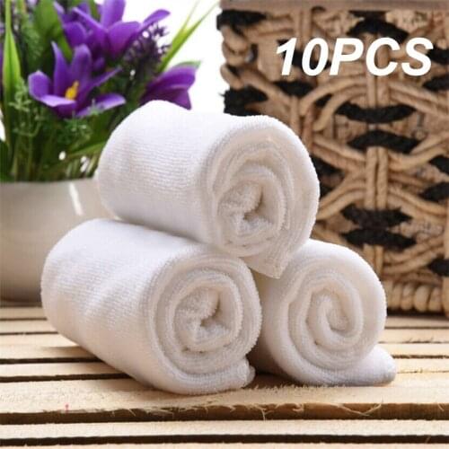 10pc Household Towel Multifunctional Microfiber White Home Car Cleaning Towel Hotel Home Durable Cleaning Towel Tool Set 25x25cm