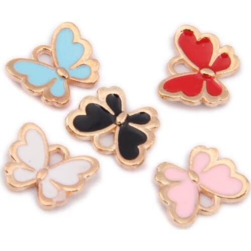 30pcs Fashion Enamel Butterfly Charms, Metal Animal Pendants Dangle Charm For Earrings Bracelet Jewelry Making DIY