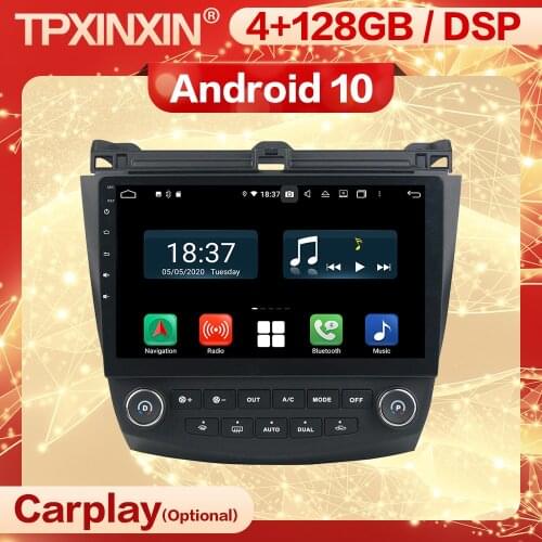 4+128G Carplay 2 Din Android Stereo Receiver For Honda Accord 7 2003 2004 2005 2006 2007 Video Radio Auto Audio Player Head Unit