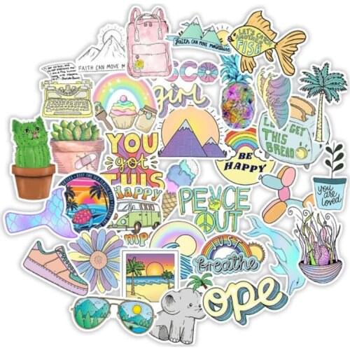 50 PCS Simple Girl Cute Cartoon Sticker Pack DIY For Laptop Luggage Guitar Skateboard Waterproof Decal Computer Stickers