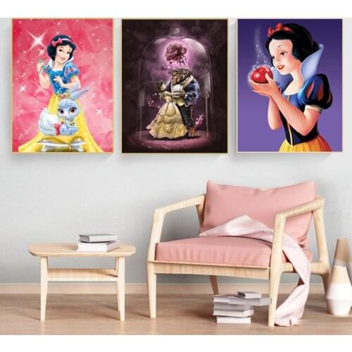 5D Diamond Embroidery Cartoon Snow White Cinderella Princess Disney Anime Diamond Painting Cross Stitch Kit Diamond Mosaic