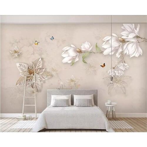 Beibehang Custom large 3d wallpaper modern hand-painted oil painting floral butterfly photo decoration painting 3d wallpaper