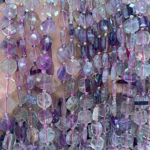 Natural Fluorite Stone Beads Faceted Coin Oval Square DIY Loose Beads For Jewelry Making Beads Bracelet Necklace For Women Gift