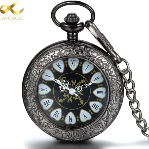 Lancardo Heart Roman Dual Display Gift Antique Pocket Watch Pocket Watch Retro Quartz Machinery Watch For Men And Women