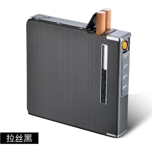 Aluminum Alloy Automatic Cigarette Case 20pcs USB Charging Lighter Automatic Cigarette Case Cigarette Lighter Gadgets for Men