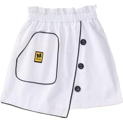 Kids Skirt, Girls Letter Embroidery Elastic High Waist Skirt Short Dress for Summer Fall