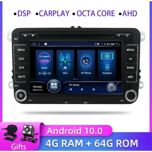 DSP 2din Android 10 Car DVD Player for Volkswagen GOLF 5 6 POLO PASSAT CC TIGUAN TOURAN EOS SHARAN SCIROCCO TRANSPORTER T5 CADDY