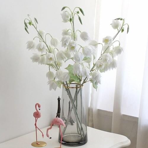 Artificial Flowers Campanula White Branch High Quality Fake Flowers 15 Heads Silk Bouquet Floral Home Wedding Decoration Indoor