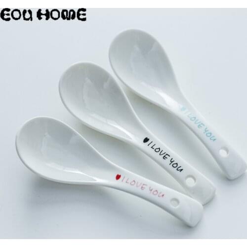 4Pce Japanese Style Ceramic Soup Spoons Home Mixing Small Spoon Creative Dessert Spoon Kids Gift Spoons Kitchen Table Tools