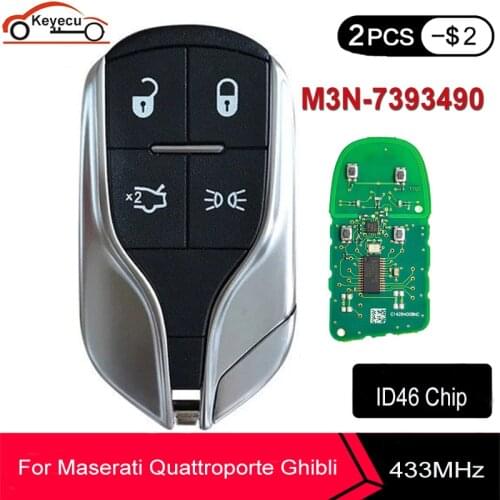 KEYECU M3N-7393490 For Maserati Quattroporte Ghibli Key 2014 2015 2016 433MHz ID46 Smart Keyless Remote Car Key Case & Board