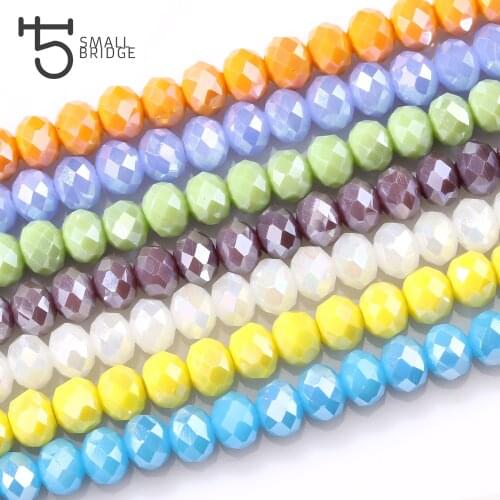 4 6 8mm Czech Loose Rondelle Crystal Beads For Jewelry Making Diy Needlework AB Color Spacer Faceted Glass Beads Wholesale Z336