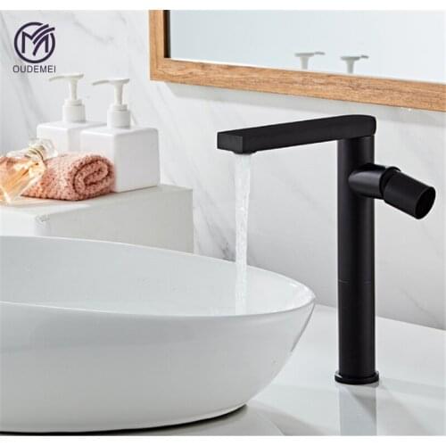 Brass Chrome Deck Mounted Single Handle Hot and Cold Water Tap Bathroom Black Faucet Electric Faucets