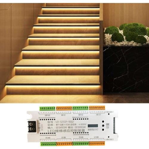 DIY Addressable light strip motion sensor 32 Channel dimming Stair streamline light under cabinet 12V light Strip for the stair