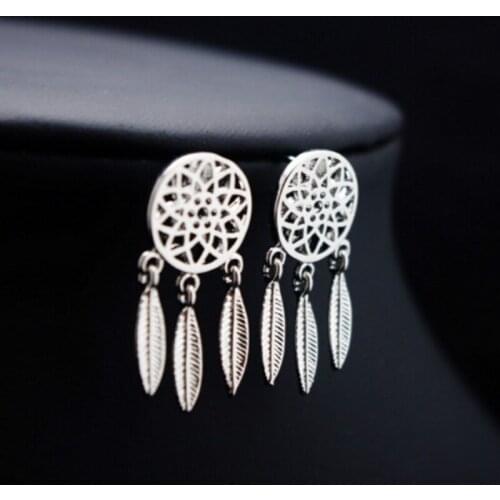 Fashion Bohemia Nationality Indian Feather Dream Catcher Dreamcatcher Drop Errings For Women Fine Jewelry