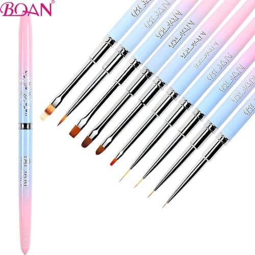BQAN New Nail Art Brush Acrylic Carving UV Gel Brush Extension Builder Painting Brush Lines Liner Drawing Pen Manicure Tools
