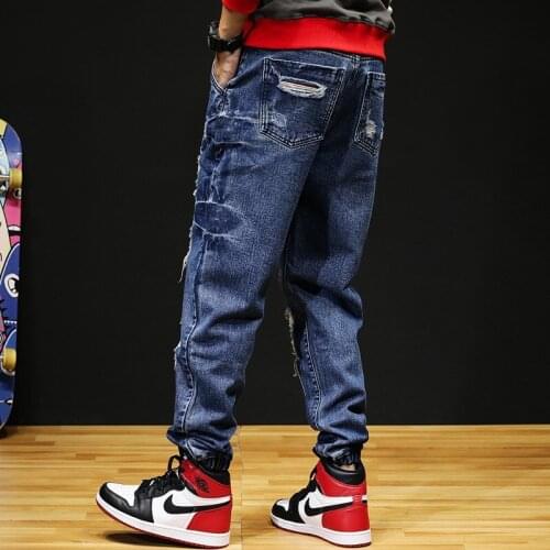 New Fashion Straight Pants Stretch Hip Hop Men Loose Jeans Trousers Streetwear Jean Homme