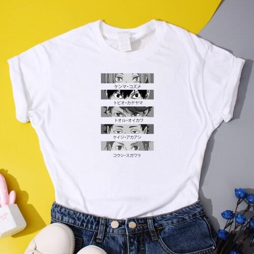 Oya Oya Oya Haikyuu T Shirt Women Japan Anime Volleyball Boy Tops Cartoon Harajuku Female T-shirt Karasuno Fly High Graphic Tees
