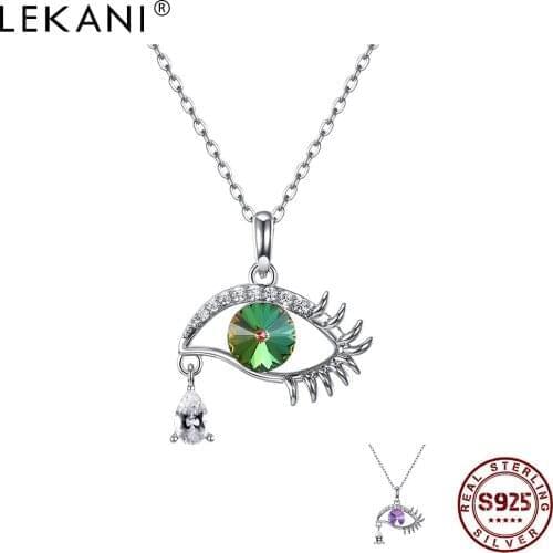 LEKANI 925 Sterling Silver Necklace For Women Evil Eye Austria Crystal Pendant Girls Anniversary Gifts Creative Fine Jewelry