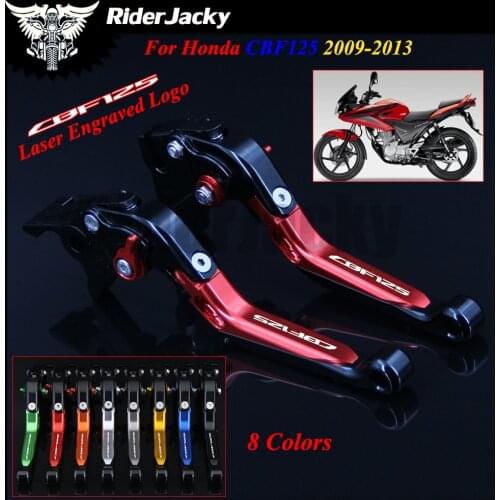 Red+Black Logo Motorcycle Accessories Folding Extendable Brake Clutch Levers For Honda CBF125 CBF 125 2009-2013 2010 2011 2012