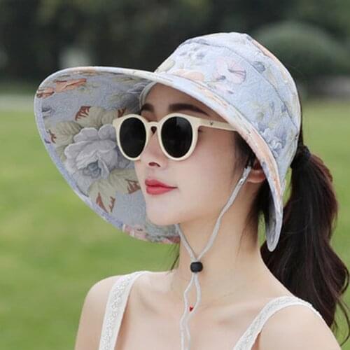 Adult Kids Summer Beach UV Protection Round Top Sunscreen Adjustable Bike Top Sun Hat Ladies Travel Beach Sun Hat