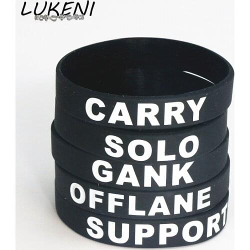 LUKENI Game LOL Dota 2 Silicone Bracelet Wristband with CARRY COLO GANK OFLANE SUPPORT DOTA 2 Printed Band Bangles Gifts SH008