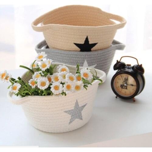 Nordic Elegant Foldable Five-pointed Star Cotton Rope Storage Basket Washable Laundry Handcraft Household Supplies Sundries