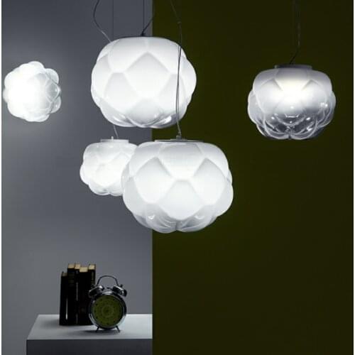 Modern minimalist white glass creative cloud design single head pendant lamp Nordic childrens room decoration E27 lighting LED