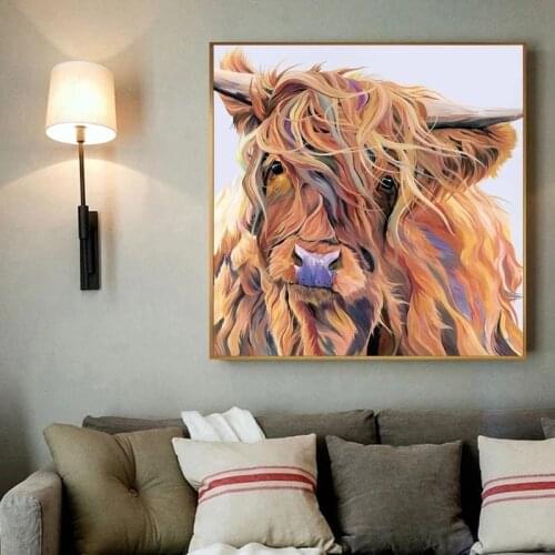 Modern Animal Art Canvas Paintings Colorful Cow Posters and Prints Wall Art Pictures for Living Room Home Decoration Cuadros