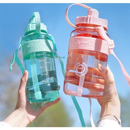 Net Celebrity Large-capacity Plastic Cup With Straw Sports Bottle Men And Women Fall Resistant Fitness Water Bottle