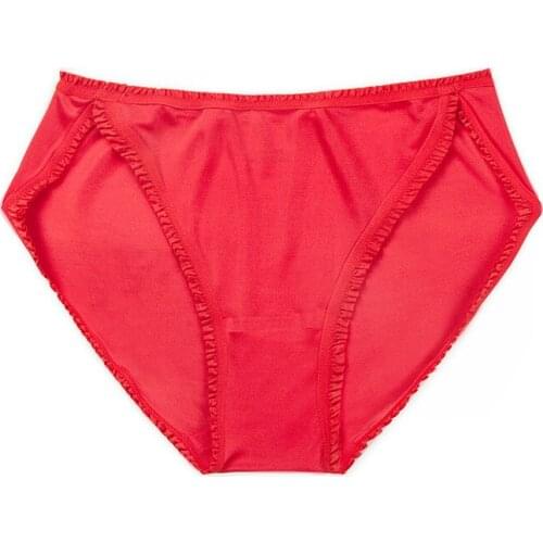 Guiyi 4 Colors Solid Thin Women 100% Nature Silk Basic Style Sexy Underwear Pink Young Girls Underpant Low-rise Briefs Pants