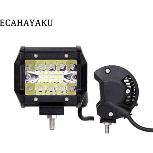 2Pcs ECAHAYAKU 4 inch Tri-row LED Bar Lights 60W 6000K white Waterproof Spot Led Work Light for Off-road Trucks SUV 4x4 Boat 12V