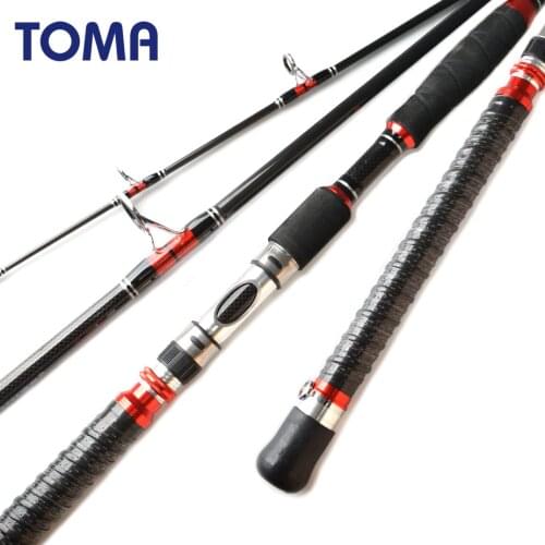 TOMA 1.8M 1.95M 2.1M Spinning Sea Fishing Rod Jigging Carbon Fiber 30 Ton Saltwater Sea Bass Trolling Boat Fishing Rod 30-50Lb