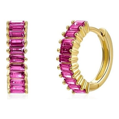 CANNER Bohemian Womens Earrings Simple Charm Crystal Huggies Hoop Earrings Jewelry Accessories Christmas Gifts Pendientes 925