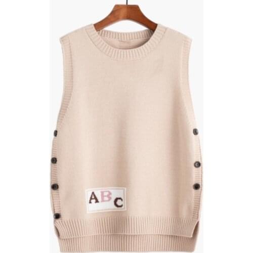 Womens knitted vest vest spring and autumn 2021 fashion new knitted outer wear loose sleeveless round neck sweater
