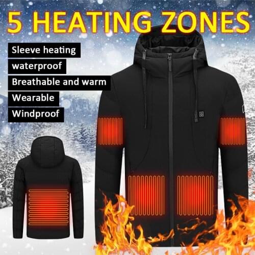 Men Women Winter Smart Heating Cotton Vest USB Infrared Electric 5 Areas Heating Vest Women Outdoor Sports Coat Warm Jacket