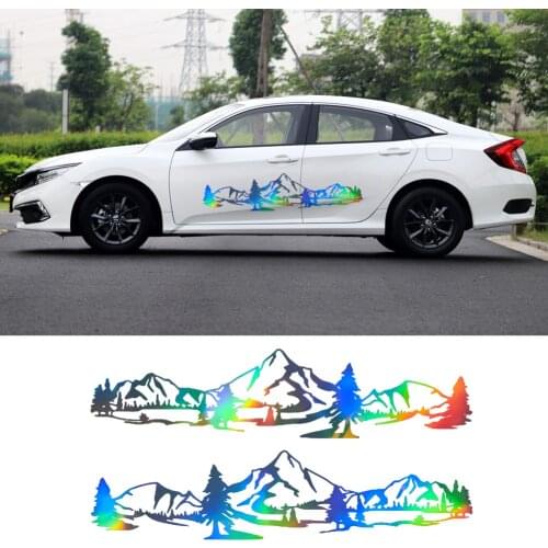 2PCS Car Door Body Side Decals Forest and mountain scenery Graphic Stickers Vinyl PVC Auto Exterior Styling Self-Adhesive