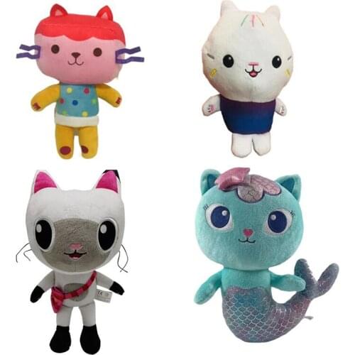 4Pcs/lot 25cm Kawaii Gabbys Dollhouse Plush Toy Doll Cartoon Cats Stuffed Toys Cute Animal Plushie Doll for Kids Birthday Gifts