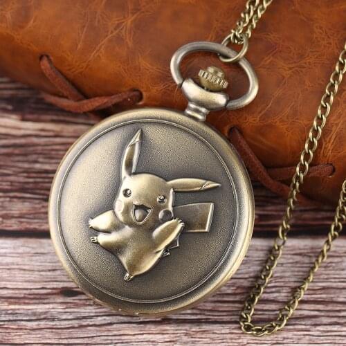 Bronze Lovely Cartoon Collection Men Women Fob Pocket Watch Quartz Full Hunter Pendant Necklace Best Christmas Gift for Kids