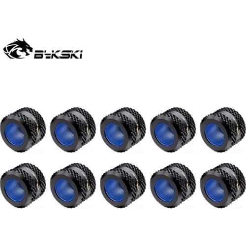 BYKSKI 10pcs/lot OD12mm/OD14mm/OD16mm Enhanced Anti-off Rubber Hand Compression Copper Fitting G1/4' Black Silver / B-FTHTJ-L14