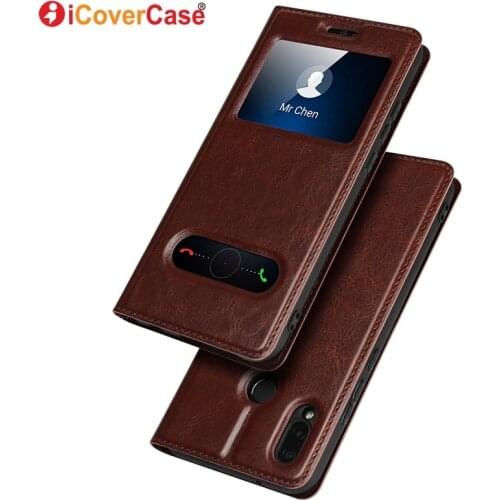 Window Case For Huawei P20 Lite Case P20Lite Back Cover Flip Leather Wallet Coque for Huawei P20 Lite 5.84'' Case Phone Fundas