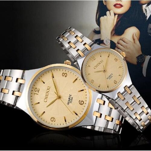 CHENXI Loverly Silver Stainless Steel Watches Waterproof Luxury Brand Couples Quartz Watches Women Men Fashion Casual